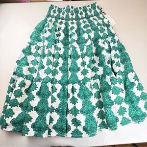Maison D’ Amelie Chic Green Patterned A-Line Skirt